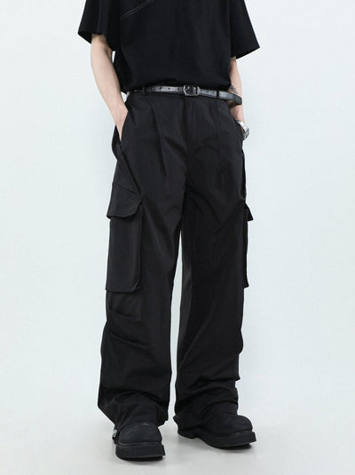 Solid Wide Leg Cargo Pants Korean Street Fashion Pants By Mr Nearly Shop Online at OH Vault