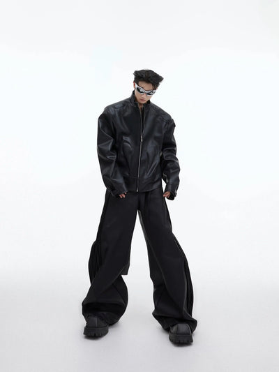 Motosport Zipped Faux Leather Jacket Korean Street Fashion Jacket By Argue Culture Shop Online at OH Vault