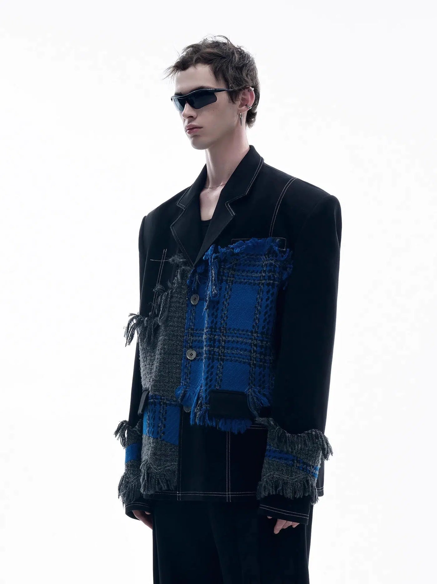 Distressed Knit Patterns Blazer Korean Street Fashion Blazer By TIWILLTANG Shop Online at OH Vault