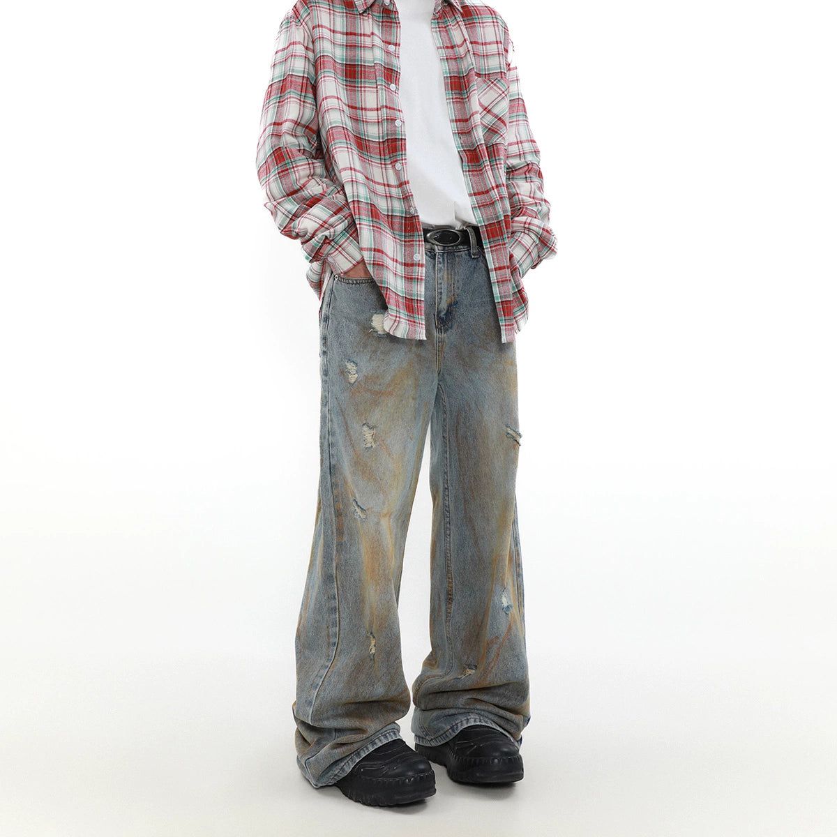 Paint Stained Ripped Jeans Korean Street Fashion Jeans By Mr Nearly Shop Online at OH Vault