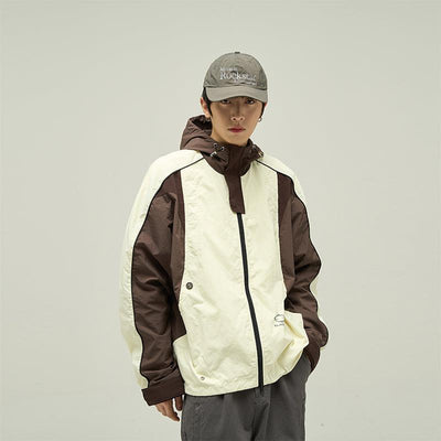 77Flight Minimal Logo Drawstring Windbreaker Jacket Korean Street Fashion Jacket By 77Flight Shop Online at OH Vault