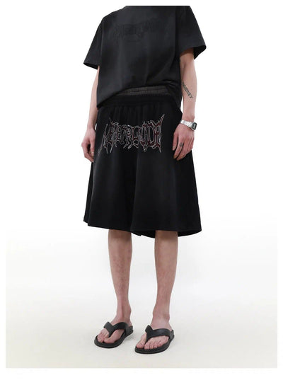 Washed Goth Letters Shorts Korean Street Fashion Shorts By Mr Nearly Shop Online at OH Vault