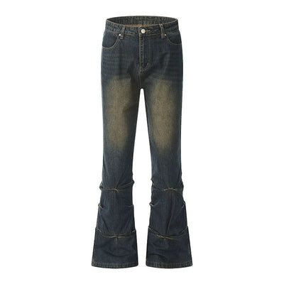 Wash Pleated Bootcut Jeans Korean Street Fashion Jeans By Mr Nearly Shop Online at OH Vault