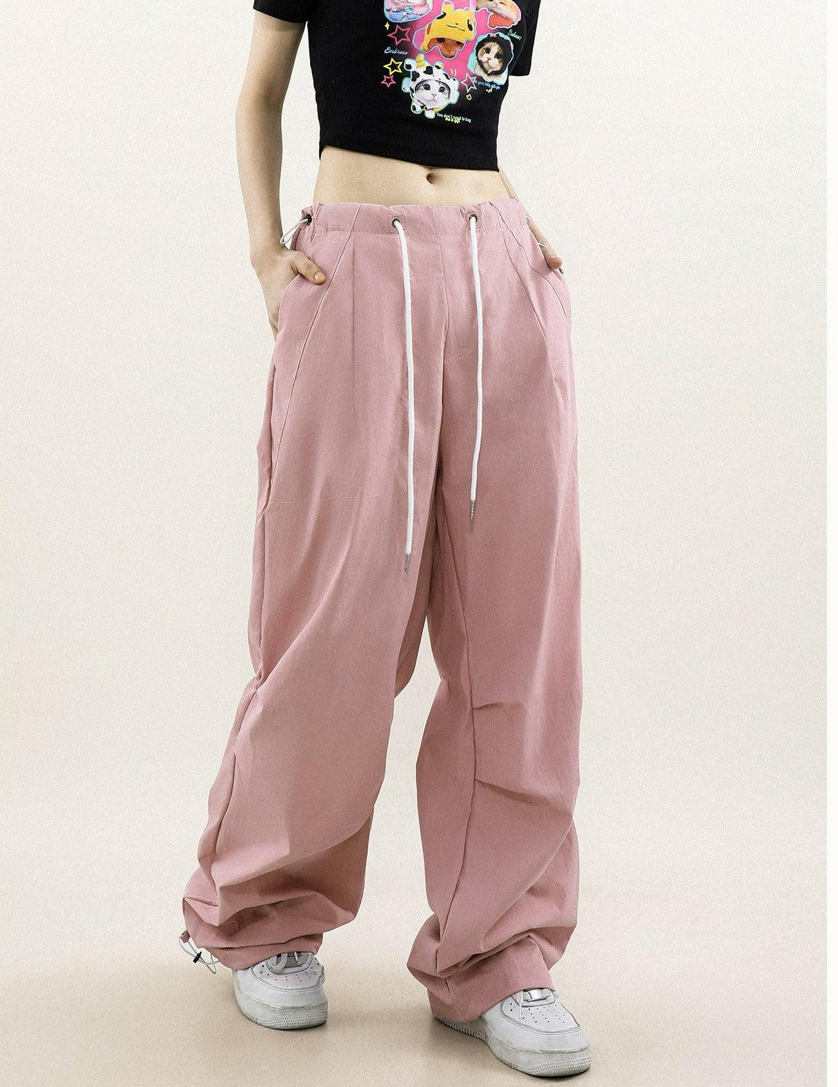 Knee Pleated Drawstring Pants Korean Street Fashion Pants By Mr Nearly Shop Online at OH Vault
