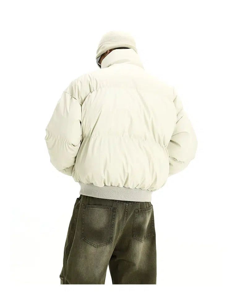 Plain Wide Puffer Jacket Korean Street Fashion Jacket By MEBXX Shop Online at OH Vault