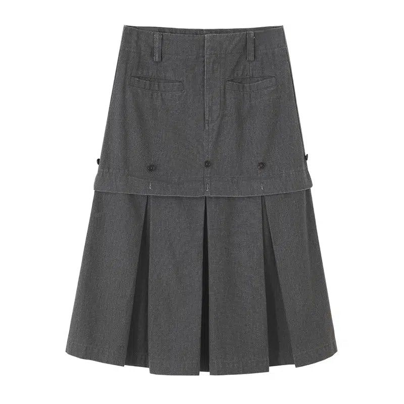 Washed Half Pleated Skirt Korean Street Fashion Skirt By Conp Conp Shop Online at OH Vault