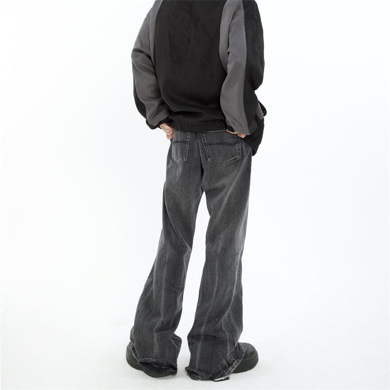 Whisker Lightning Pattern Flare Jeans Korean Street Fashion Jeans By MaxDstr Shop Online at OH Vault