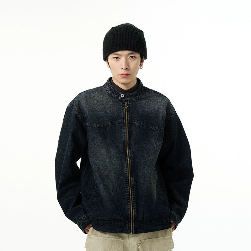 Contrast Washed Denim Jacket Korean Street Fashion Jacket By 77Flight Shop Online at OH Vault