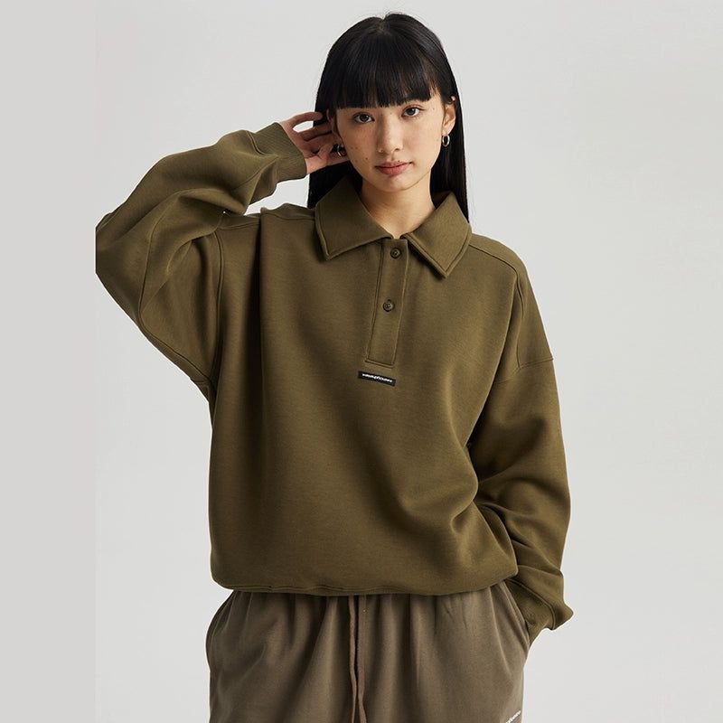 Thick Versatile Long Sleeves Polo Korean Street Fashion Polo By WASSUP Shop Online at OH Vault