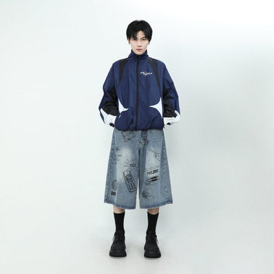 Mixed Graffiti Print Denim Shorts Korean Street Fashion Shorts By Mr Nearly Shop Online at OH Vault