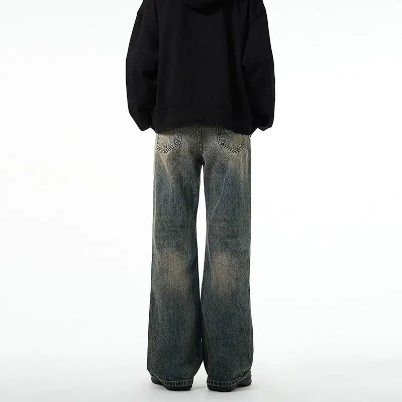 Scratched Wash Straight Jeans Korean Street Fashion Jeans By A PUEE Shop Online at OH Vault