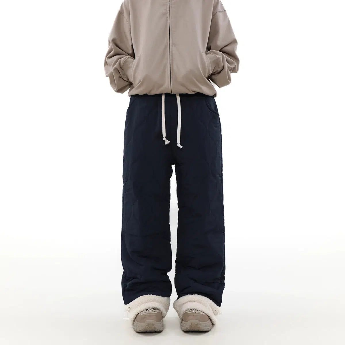 Fur Spliced Cuff Puffer Pants Korean Street Fashion Pants By Mr Nearly Shop Online at OH Vault