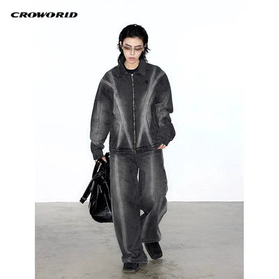 Lines Detail Washed Denim Jacket Korean Street Fashion Jacket By Cro World Shop Online at OH Vault