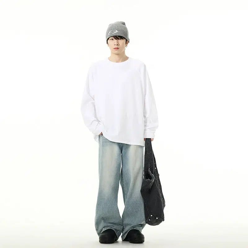 Light Washed Wide Jeans Korean Street Fashion Jeans By 77Flight Shop Online at OH Vault
