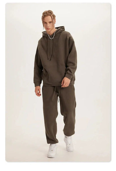 Sweat Jogger Hoodie & Pants Set Korean Street Fashion Clothing Set By Thrived Basics Shop Online at OH Vault