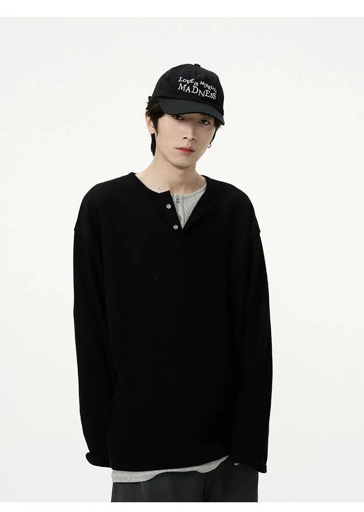 Two-Piece Henley Sweater Korean Street Fashion Sweater By 77Flight Shop Online at OH Vault