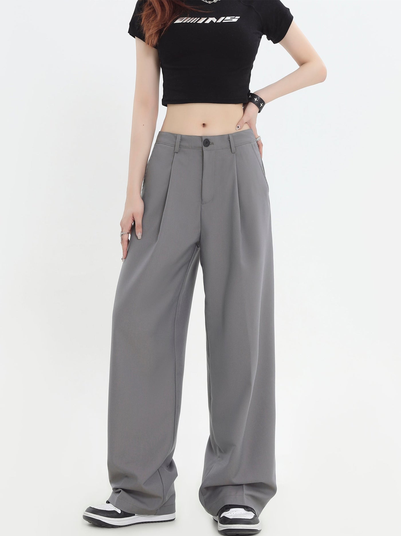 Fold Pleated Loose Trousers Korean Street Fashion Pants By INS Korea Shop Online at OH Vault