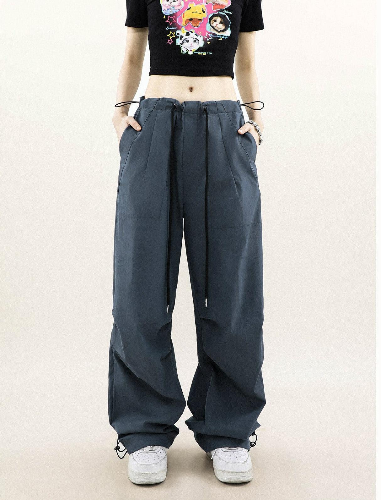 Mr Nearly Knee Pleated Drawstring Pants Korean Street Fashion Pants By Mr Nearly Shop Online at OH Vault
