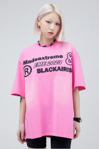 Letter Graphic Washed T-Shirt Korean Street Fashion T-Shirt By Made Extreme Shop Online at OH Vault
