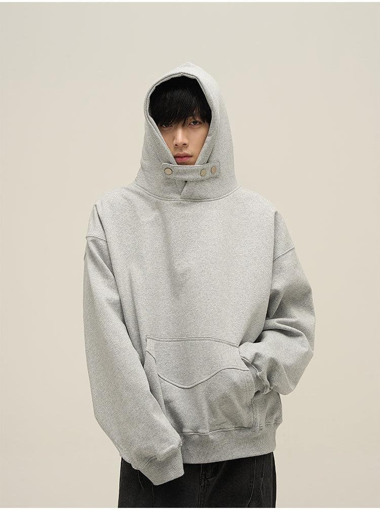 Cozy Neck Buttons Hoodie Korean Street Fashion Hoodie By 77Flight Shop Online at OH Vault