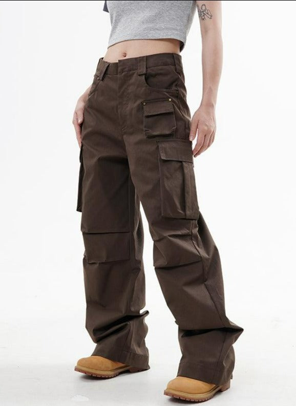 Knee Pleated Loose Cargo Pants Korean Street Fashion Pants By Made Extreme Shop Online at OH Vault