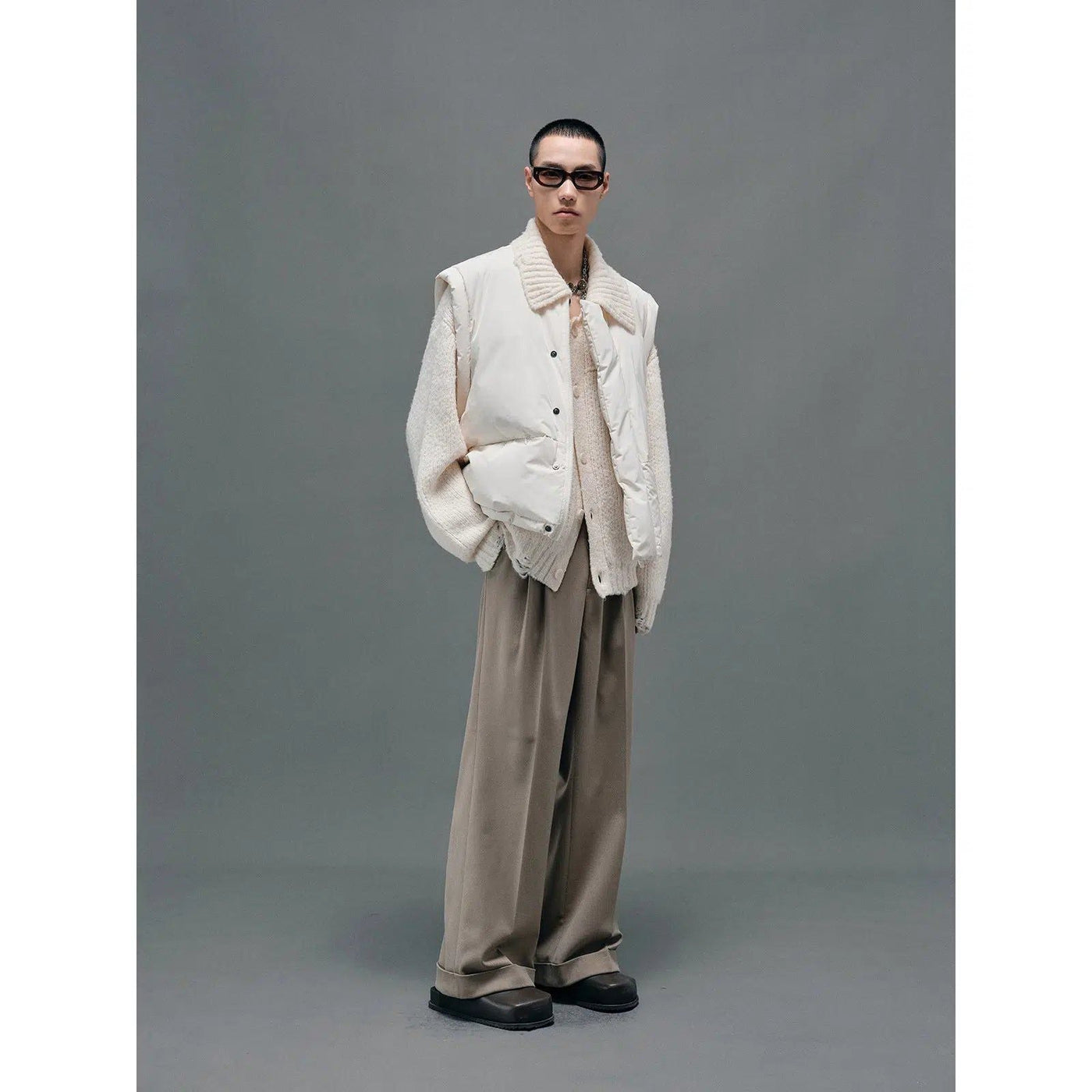 Folded Hem Drapey Trousers Korean Street Fashion Pants By NANS Shop Online at OH Vault