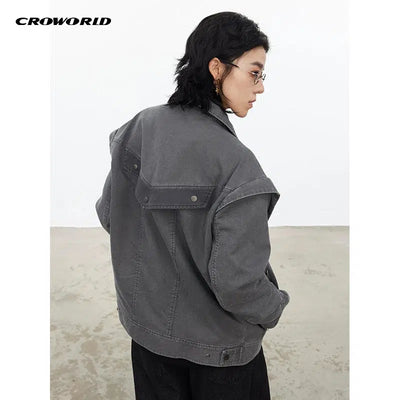 Faded Patched Pocket Denim Jacket Korean Street Fashion Jacket By Cro World Shop Online at OH Vault