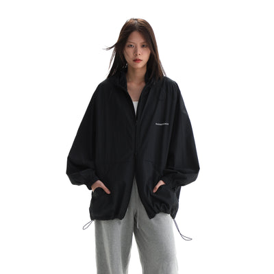 Logo Text Drawstring Hem Hooded Jacket Korean Street Fashion Jacket By Mason Prince Shop Online at OH Vault