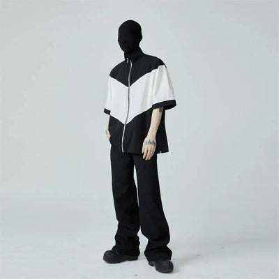 Half Splice Zipped Shirt Korean Street Fashion Shirt By FRKM Shop Online at OH Vault