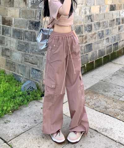 Drawstring Folds Parachute Cargo Pants Korean Street Fashion Pants By Made Extreme Shop Online at OH Vault