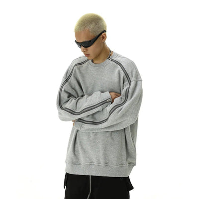 Casual Side Full-Zip Crewneck Korean Street Fashion Crewneck By MEBXX Shop Online at OH Vault