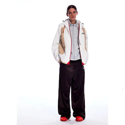 Contrast Zipped Hooded Jacket Korean Street Fashion Jacket By UMAMIISM Shop Online at OH Vault