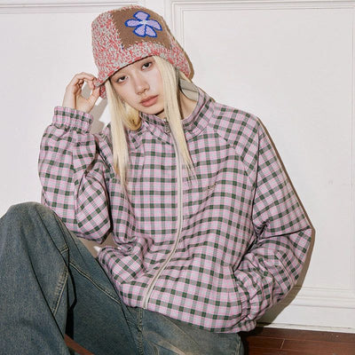 Plaid Collar Zipped Jacket Korean Street Fashion Jacket By WORKSOUT Shop Online at OH Vault
