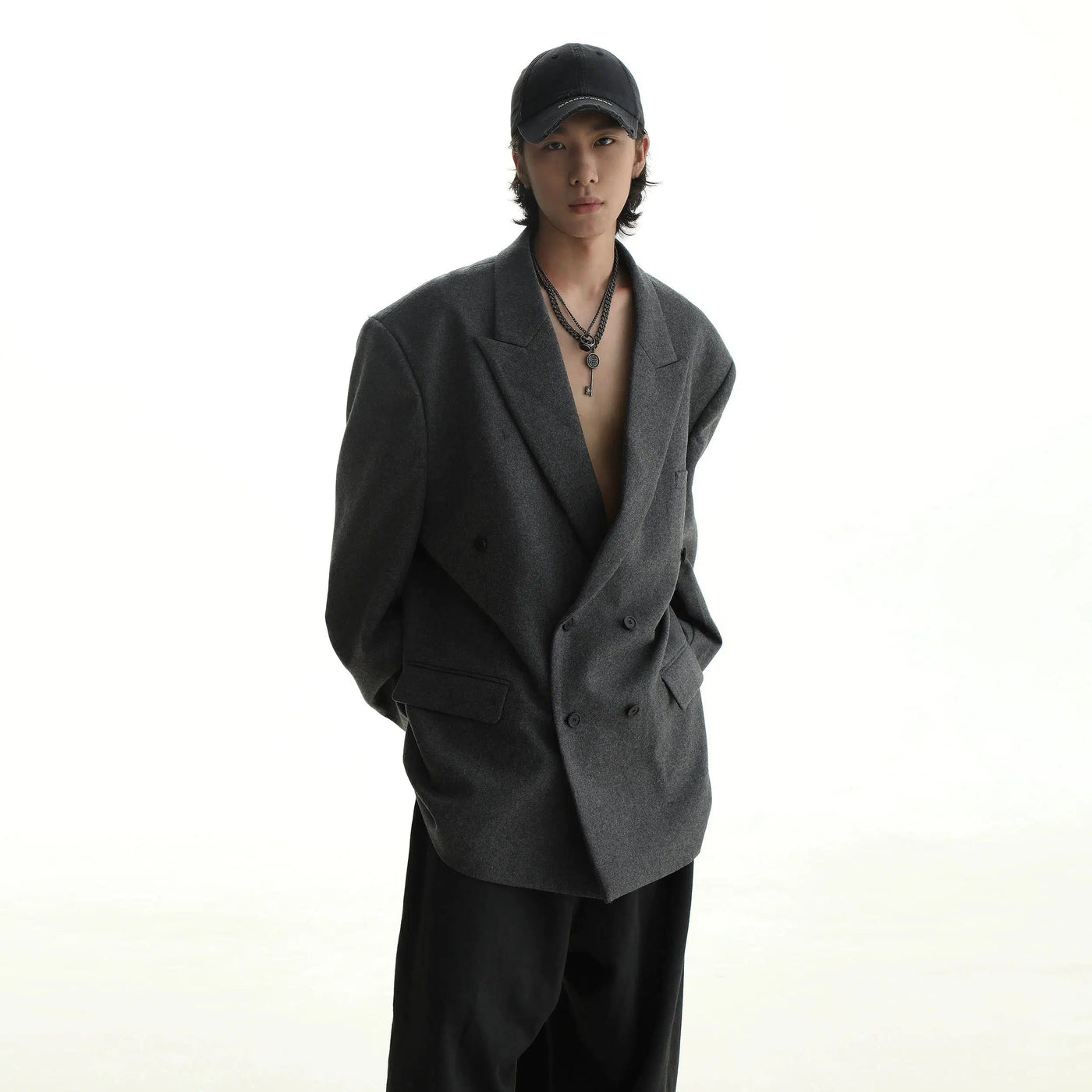 Peak Lapel Boxy Blazer & Pleated Pants Clothing Set Korean Street Fashion Clothing Set By Mason Prince Shop Online at OH Vault