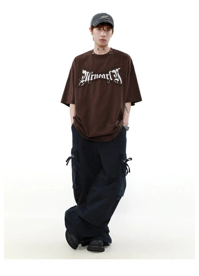 Goth Lettered Embroidery T-Shirt Korean Street Fashion T-Shirt By Mr Nearly Shop Online at OH Vault
