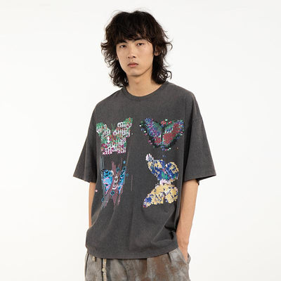 Butterflies Batik Graphic T-Shirt Korean Street Fashion T-Shirt By Conp Conp Shop Online at OH Vault