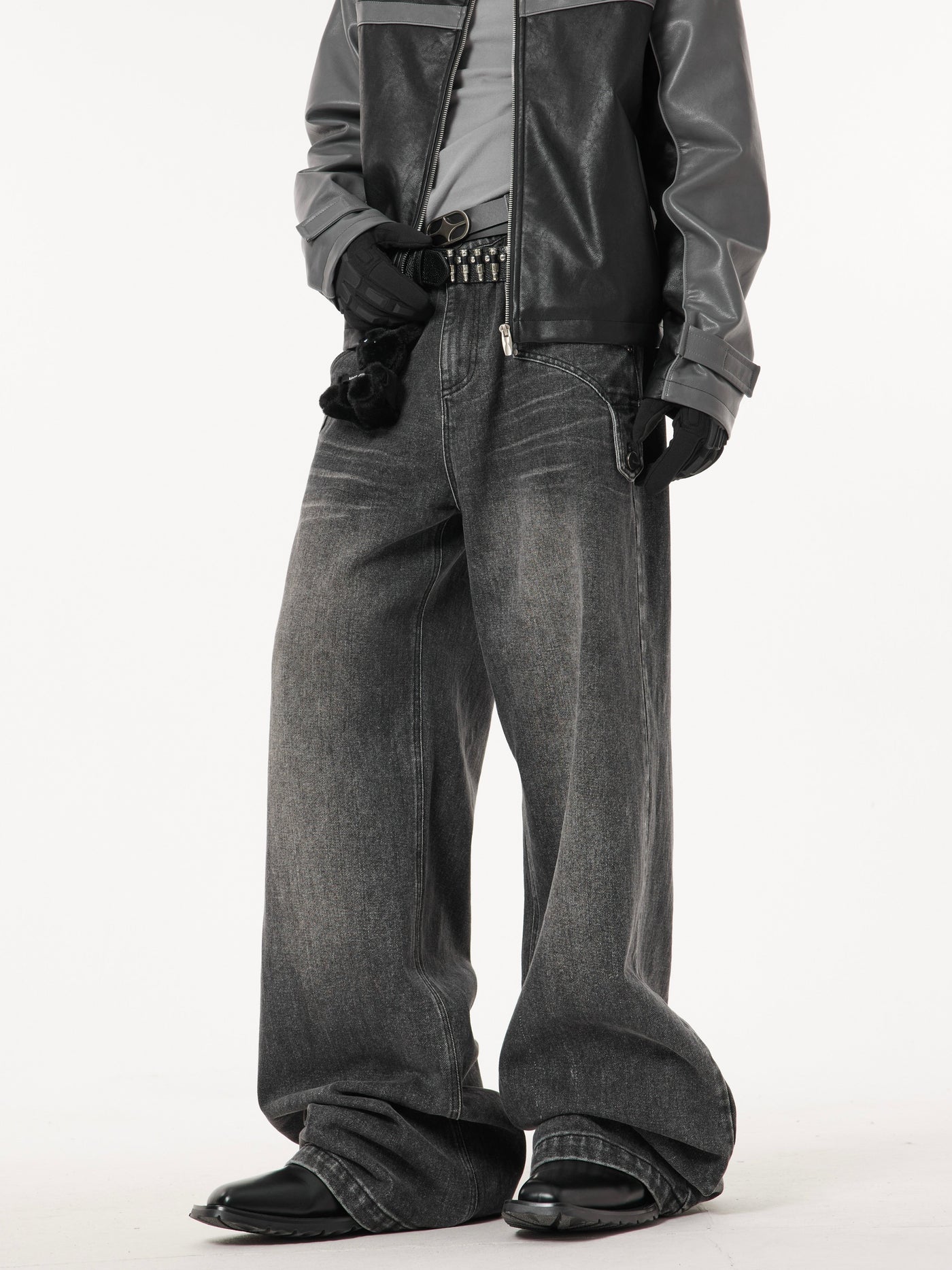 Dark Fog Bleach Washed Straight Leg Loose Jeans Korean Street Fashion Jeans By Dark Fog Shop Online at OH Vault