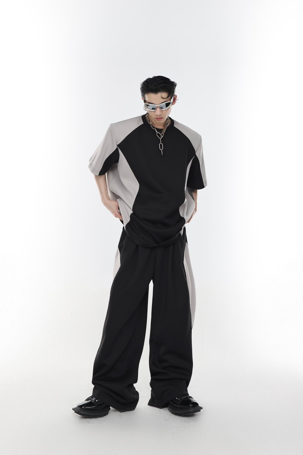 Two Toned T-Shirt & Sports Pants Set Korean Street Fashion Clothing Set By Argue Culture Shop Online at OH Vault