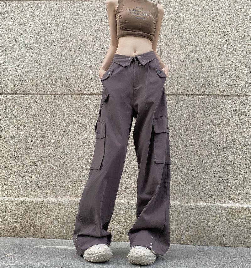 Casual Waist Folded Cargo Pants Korean Street Fashion Pants By Made Extreme Shop Online at OH Vault
