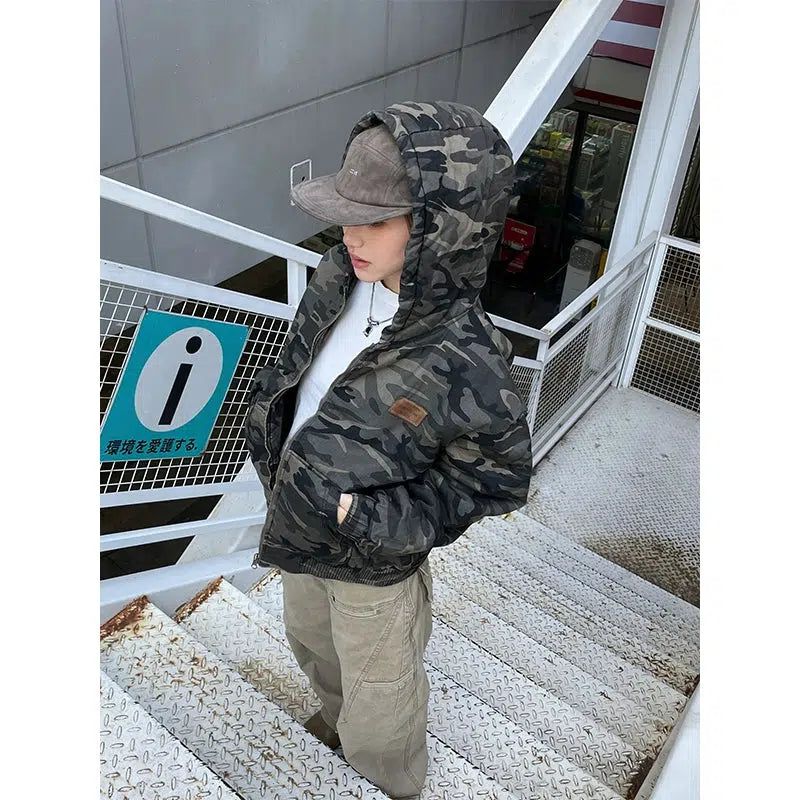 Classic Camo Hooded Jacket Korean Street Fashion Jacket By Made Extreme Shop Online at OH Vault