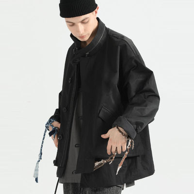 Side Buttons Layer Detail Jacket Korean Street Fashion Jacket By Decesolo Shop Online at OH Vault