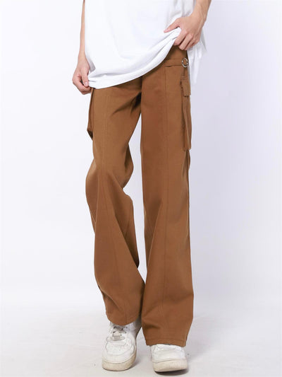 Solid Flap Pocket Straight Cargo Pants Korean Street Fashion Pants By Made Extreme Shop Online at OH Vault