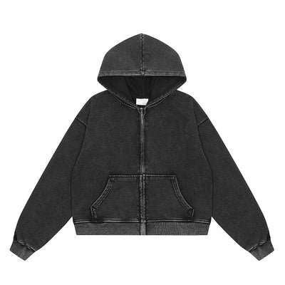 Washed Carpenter Zip-Up Hoodie Korean Street Fashion Hoodie By Mr Nearly Shop Online at OH Vault