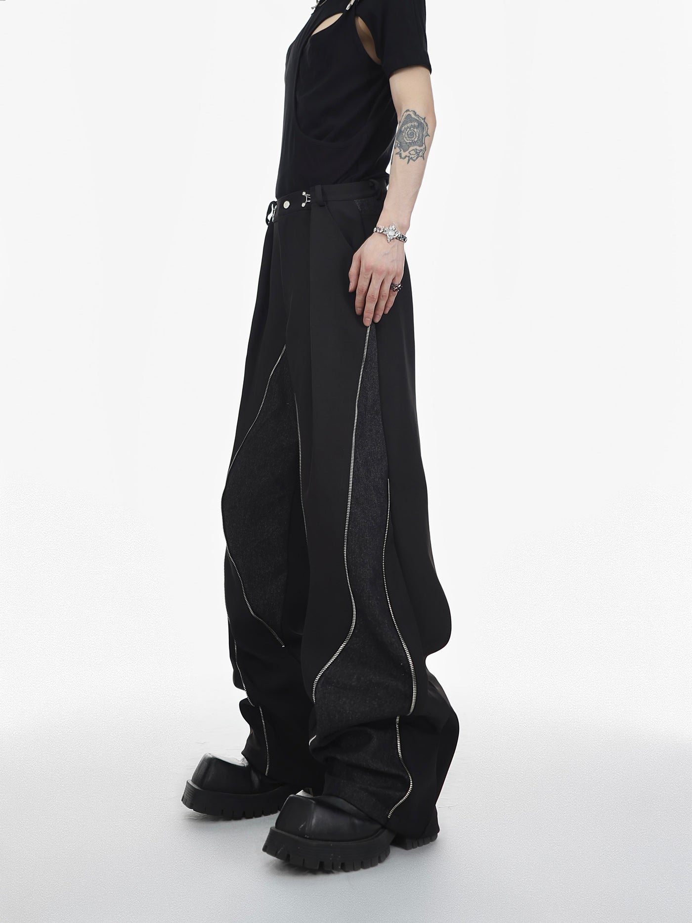 Argue Culture Irregular Metal Zip Stitched Trousers Korean Street Fashion Pants By Argue Culture Shop Online at OH Vault