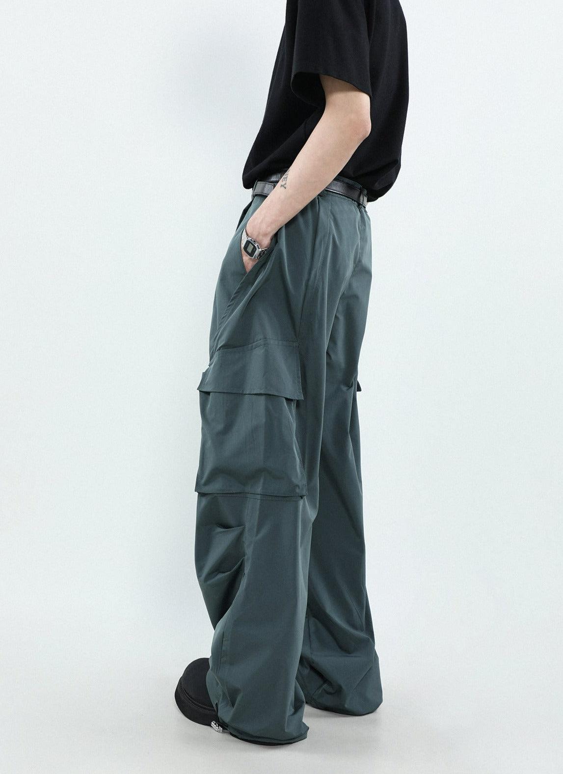 Mr Nearly Solid Wide Leg Cargo Pants Korean Street Fashion Pants By Mr Nearly Shop Online at OH Vault