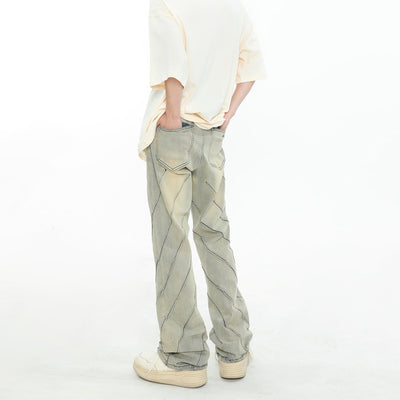 MaxDstr Washed Wrinkled Flare Leg Jeans Korean Street Fashion Jeans By MaxDstr Shop Online at OH Vault