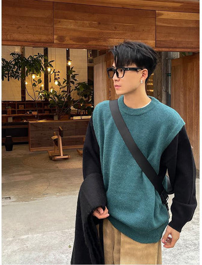 Cozy Duo Spliced Sweater Korean Street Fashion Sweater By Poikilotherm Shop Online at OH Vault