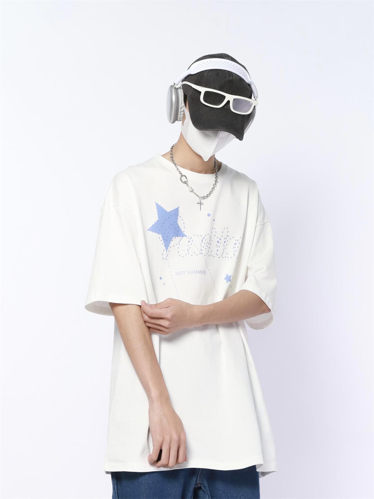 Star Traced Line T-Shirt Korean Street Fashion T-Shirt By Made Extreme Shop Online at OH Vault