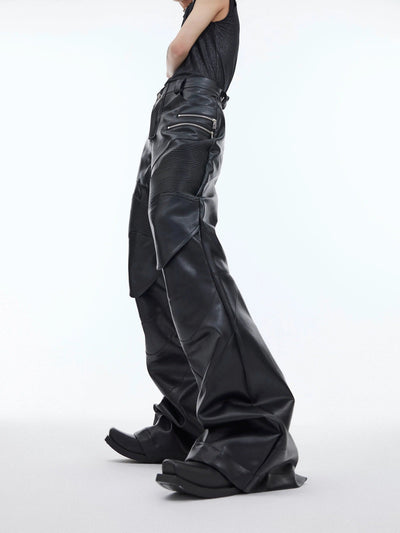 Detailed Flare PU Leather Pants Korean Street Fashion Pants By Argue Culture Shop Online at OH Vault