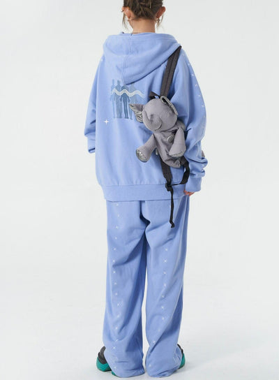 Casual Stars Pattern Drawstring Hoodie & Pants Set Korean Street Fashion Clothing Set By New Start Shop Online at OH Vault